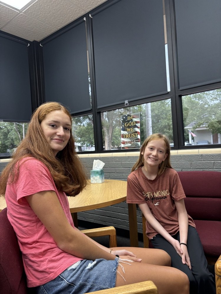 Happy Friday!!  Rachel Balzer (jr) and her sister Chloe (5th) with the morning announcements.  Fly Like an Eagle!