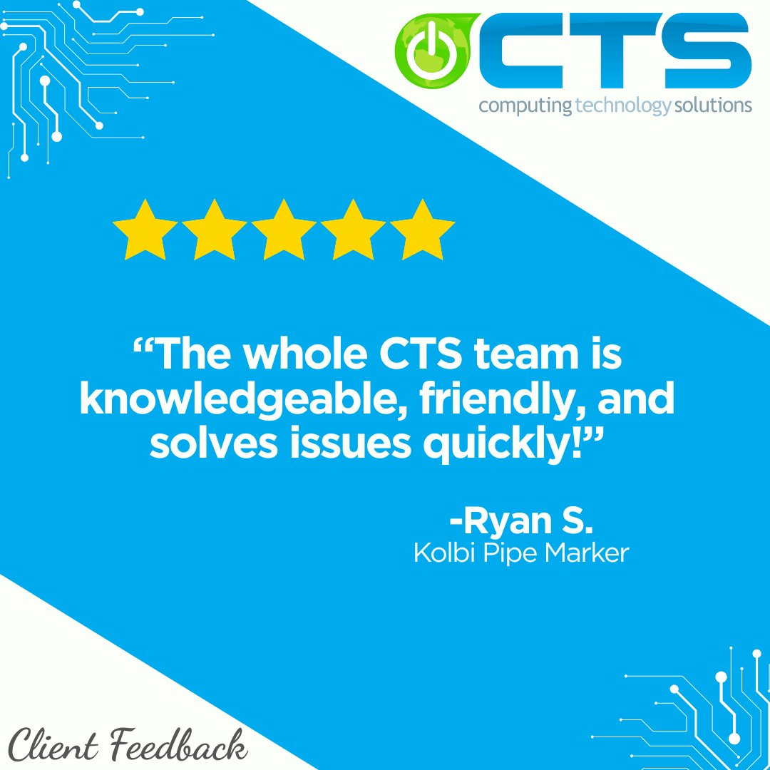 ComputingTech's tweet image. Ryan, always a pleasure to assist you and your team! onlineCTS.com #obsessiveclientfocus #bestclientsever #clienttestimonial #clientfeedback #happyclients #ITSupport #ITConsulting #MSP #managedserviceprovider