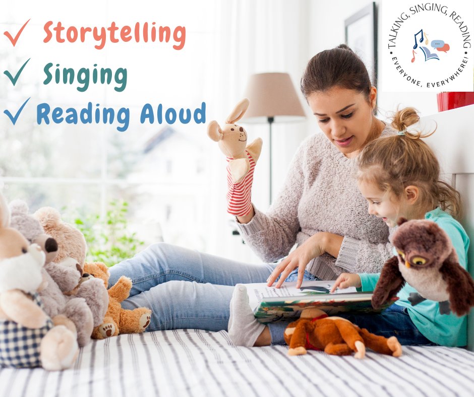 Storytelling,   singing, and reading aloud are proven early childhood practices that form   healthy relationships literate identities, and a love of learning.   #TalkSingRead #ExploringLiteracies #LiteracyMatters
