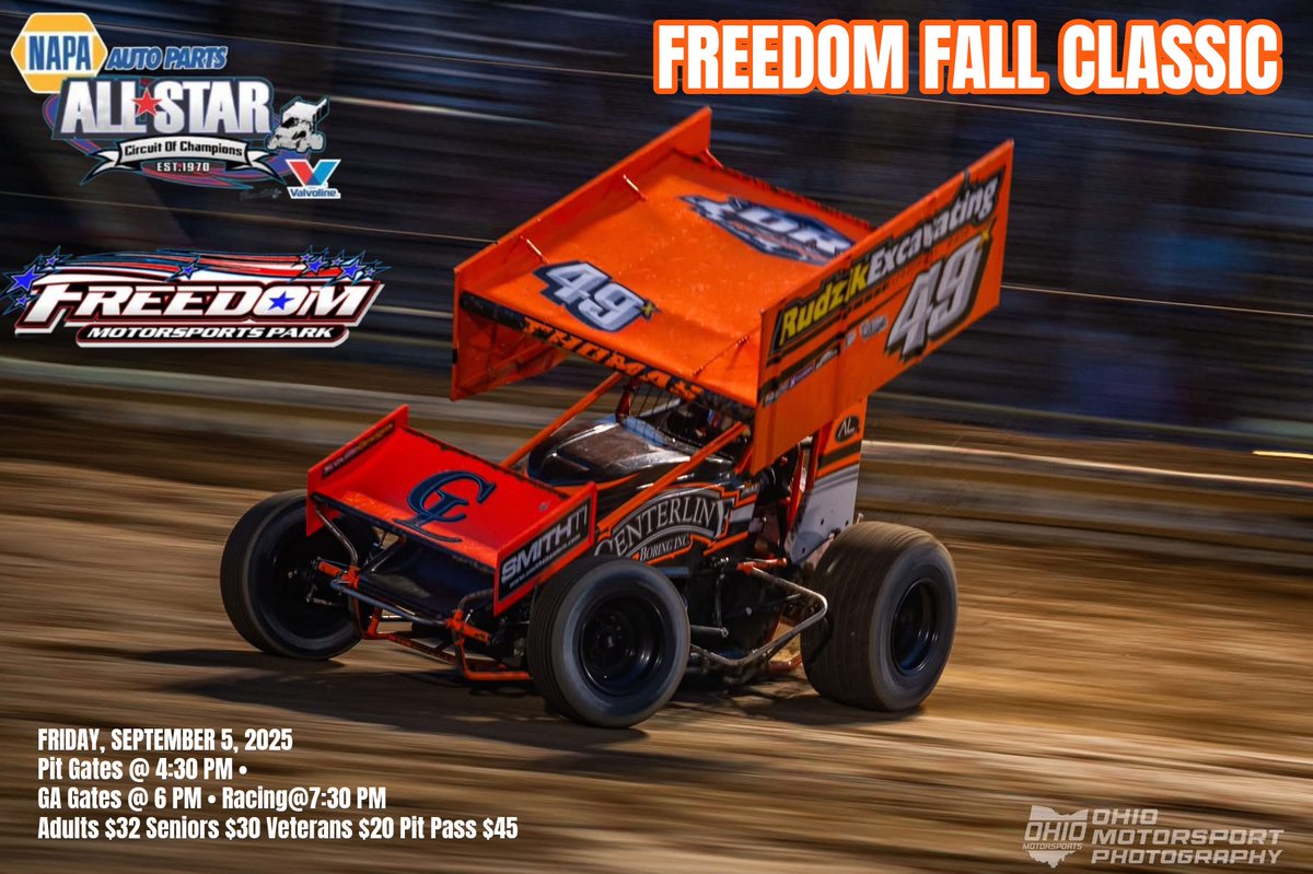 It’s race day! Catch us in action with the <a href="/AllStarSprints/">ASCoC</a> at <a href="/freedomracingNY/">Freedom Motorsports Park</a>. If you can’t make it to the track you can watch live on <a href="/FloRacing/">FloRacing</a>