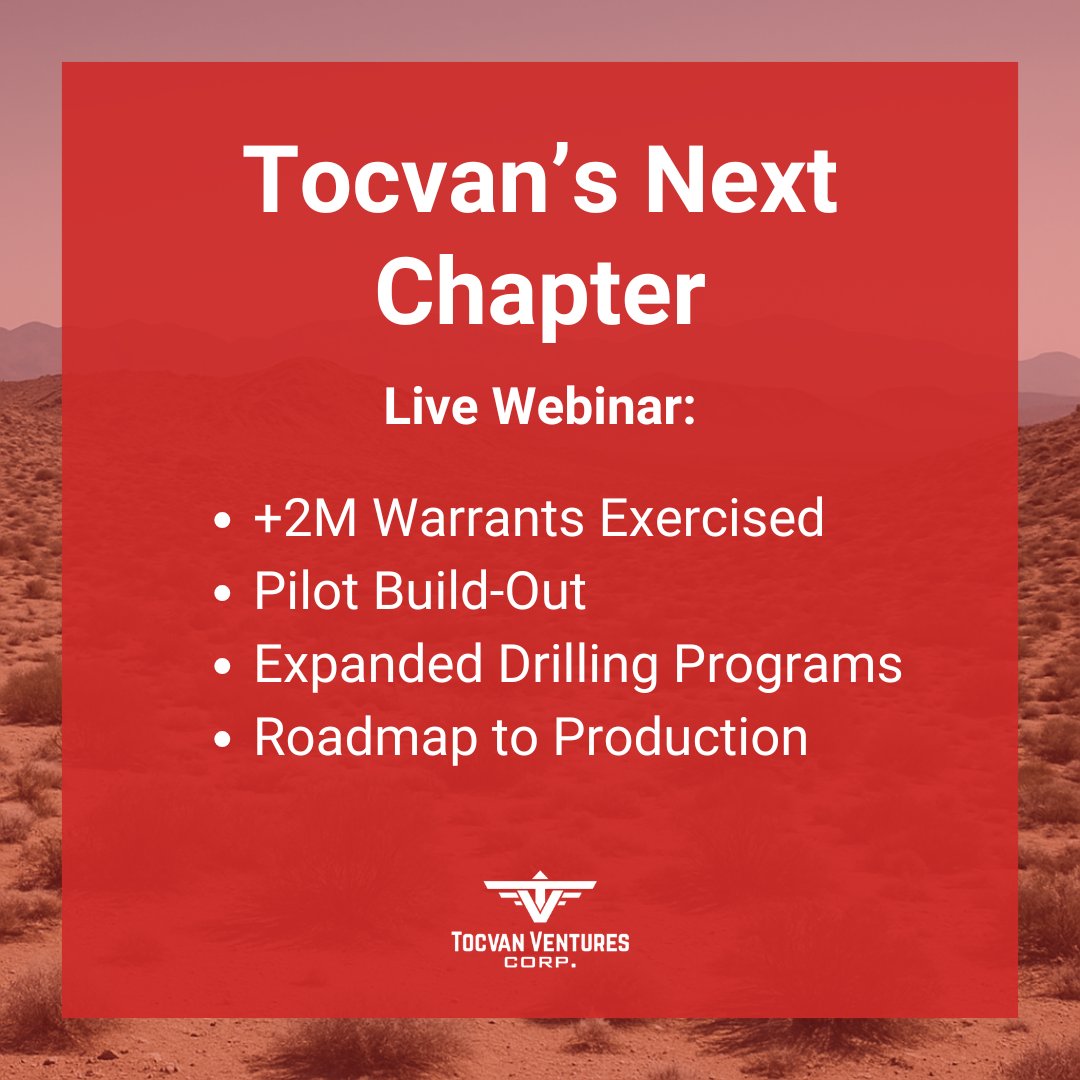 TOCVAN Ventures Corp | TOC.CN (@tocvanventures) on Twitter photo Backed by fresh funding and shareholder support, Tocvan is charging ahead at Gran Pilar.
Join <a href="/SutherlandPGeo/">Brodie Sutherland</a> for an in-depth update on our path from exploration to production.
Sept. 10 | 12:00PM EST
Save your spot: tocvan.com/webinar Backed by fresh funding and shareholder support, Tocvan is charging ahead at Gran Pilar.
Join <a href="/SutherlandPGeo/">Brodie Sutherland</a> for an in-depth update on our path from exploration to production.
Sept. 10 | 12:00PM EST
Save your spot: tocvan.com/webinar
