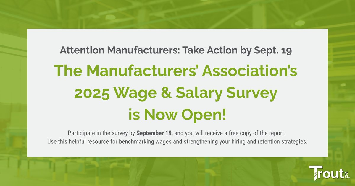 Attention manufacturers: The Manufacturers’ Association’s 2025 Wage &amp; Salary Survey is now open. Participate in the survey by September 19, and you will receive a free copy of the report. 

Take the survey here: bit.ly/46o7FR2

#LancasterPA #SouthCentralPA #Manufacturing
