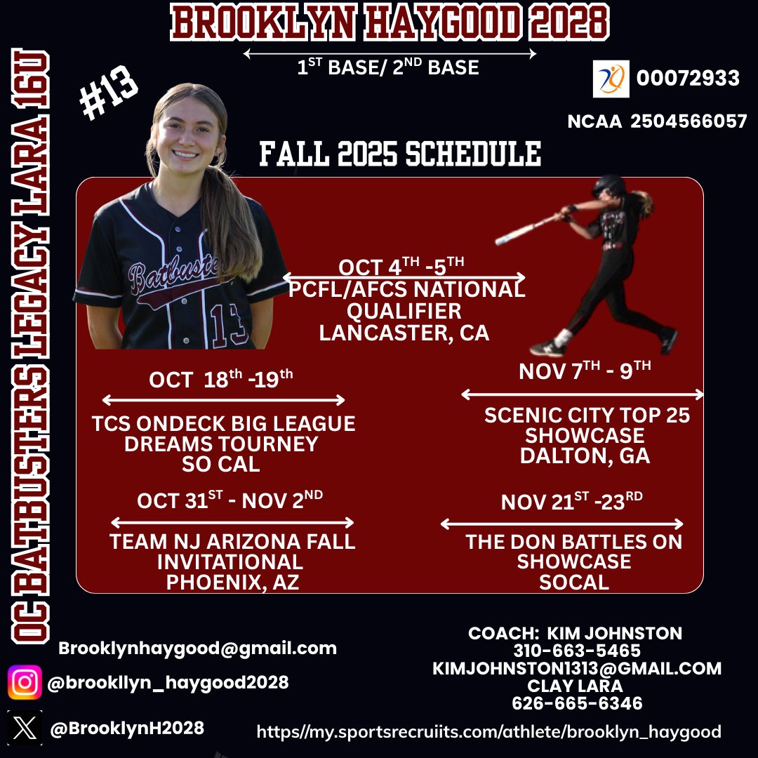 BrooklynH2028's tweet photo. 2025 Fall Schedule! I’ve been working HARD, getting faster, stronger, smarter! LETS GO!
@OcbatbustersL @Lifesapitch13 @mvargas11247 @MarcWeekly @softbalamerica @d1fastpitch1 @D1Softball @extrainningSB @softballsfuture @FPSoftballVibes @LineDsoftball https://t.co/N7bd8U6ytb