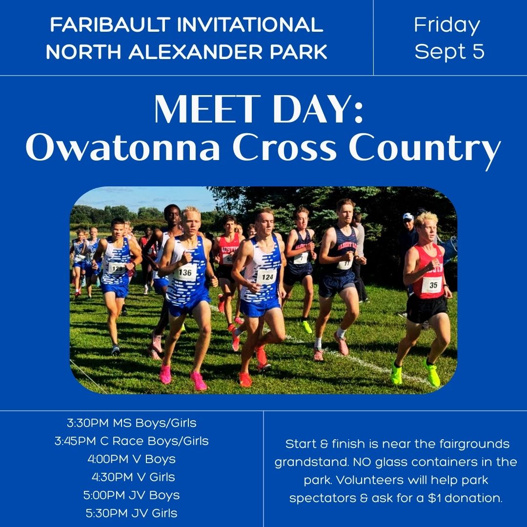 The cross country teams are headed to Faribault! Go cheer them on.