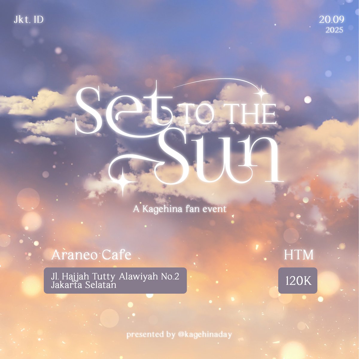 kagehinaday's tweet photo. Two souls, bound by fate and nurtured by love, are ready to vow forever! 🔔

📆 Saturday, September 20th, 2025
🕐 01:00 PM – End
📍 Araneo Cafe, South Jakarta
🖇️ https://t.co/0hRmtdE8c0

Secure your seat and let Kagehina’s love guide you! 

#SetToTheSun #KagehinaDay 💙🧡 https://t.co/q2c7qYHL7o