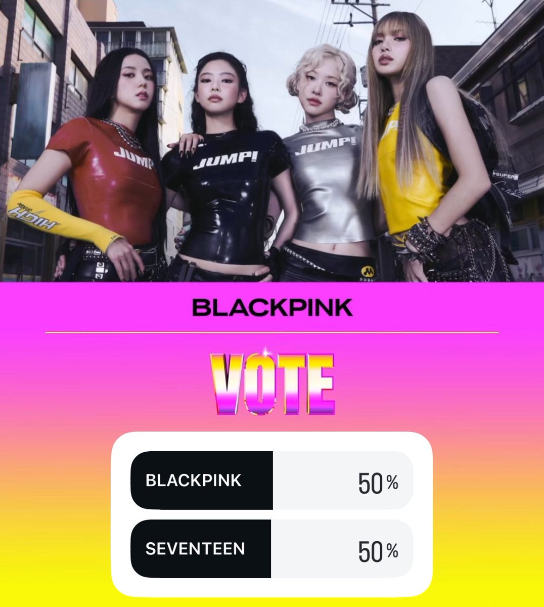 BLINKs, we only have less than 2 hours before they proceed to the next final round and we’re STILL currently on a TIE. IF YALL WANT TO SEE BLACKPINK WIN THIS CATEGORY AGAIN, GO VOTE FOR THE PINKS NOW

MTV’s IG STORY: instagram.com/stories/mtv/37…