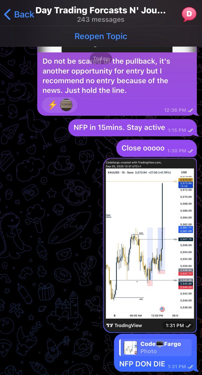 codefargo's tweet image. TODAY NFP ON GOLD WITH MY VIP COMMUNITY ON TELEGRAM ✌️👍