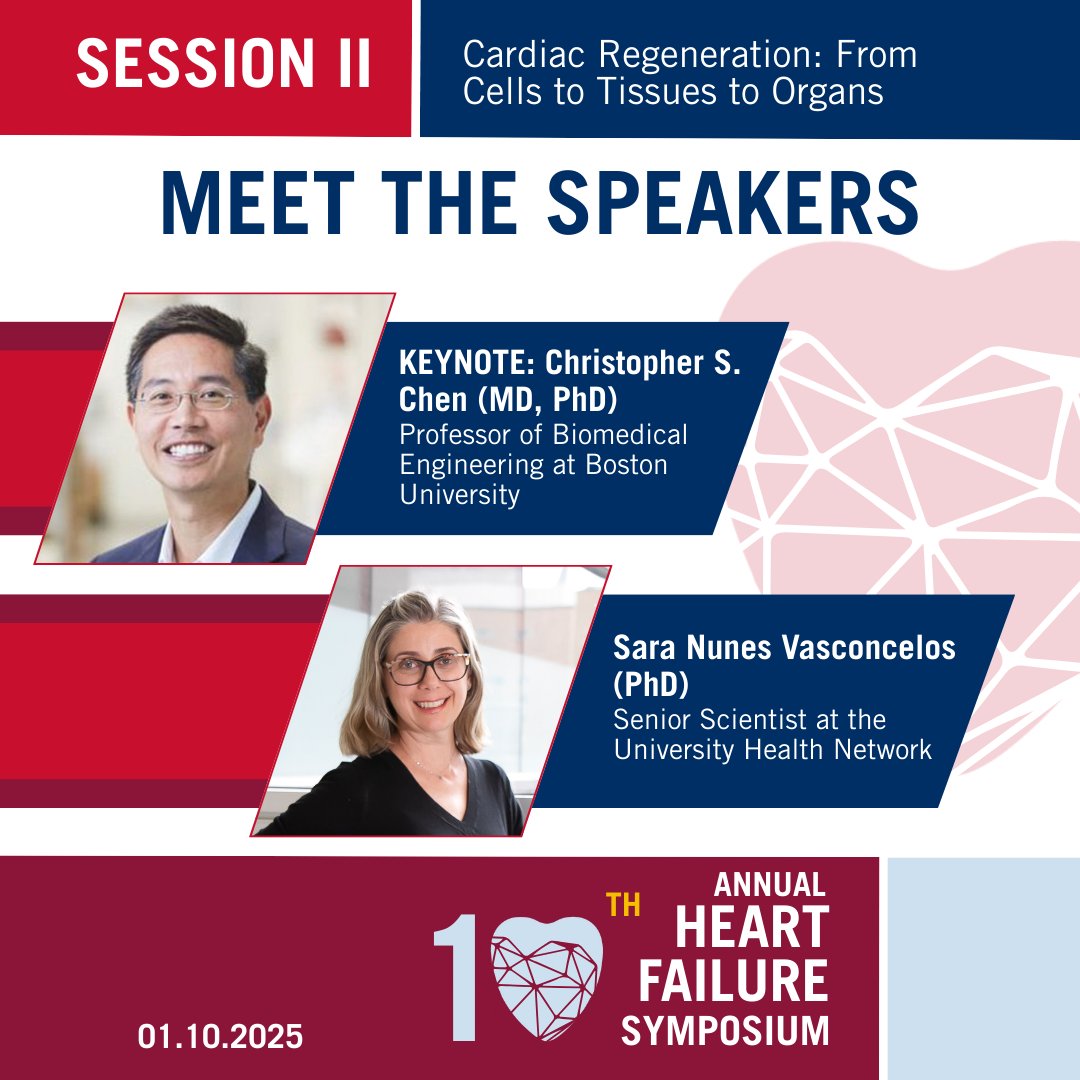 trogersresearch's tweet photo. Join our #HFSymposium session II for a dive into the science of cardiac regeneration, spanning cellular to whole organ engineering.
🎙️Dr. Chen - engineering larger biologic constructs
🎙️Dr. Vasconcelos - innovating vascular & cardiac tissue regeneration
🎟️https://t.co/dsr2xoo0Za https://t.co/l7WZQuWePn