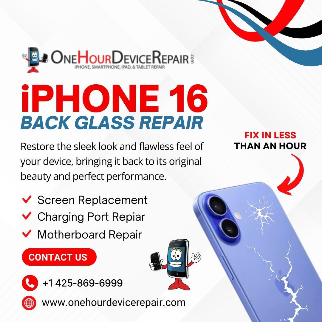 OneHourDevice's tweet image. Cracked iPhone 16 back glass? Fast, reliable &amp;amp; affordable repair to make it look brand new
.
onehourdevicerepair.com
.
.
#onehourdevicerepair #fastrepairs #iphonerepair #mobilerepair #microsoldering #gamingconsole