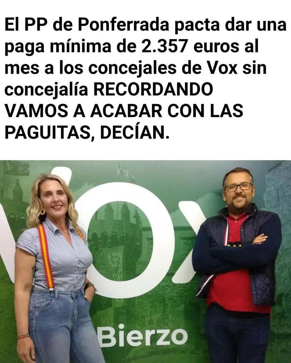 Estos retrasados de <a href="/vox_es/">VOX 🇪🇸</a> si que saben, eh? Las paguitas para los parásitos, siguiendo el ejemplo de <a href="/Santi_ABASCAL/">Santiago Abascal 🇪🇸</a>