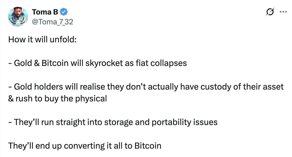 Brandon_Grant's tweet photo. Paper Gold = 100x Physical Gold
The inevitable is approaching...
@darkside2030 @GaryCardone @LawrenceLepard @ProofOfMoney @Puncher522 @HodlMaryland @EA_Rice
I agree w/ @Toma_7_32 https://t.co/V2C0lp97Ab
