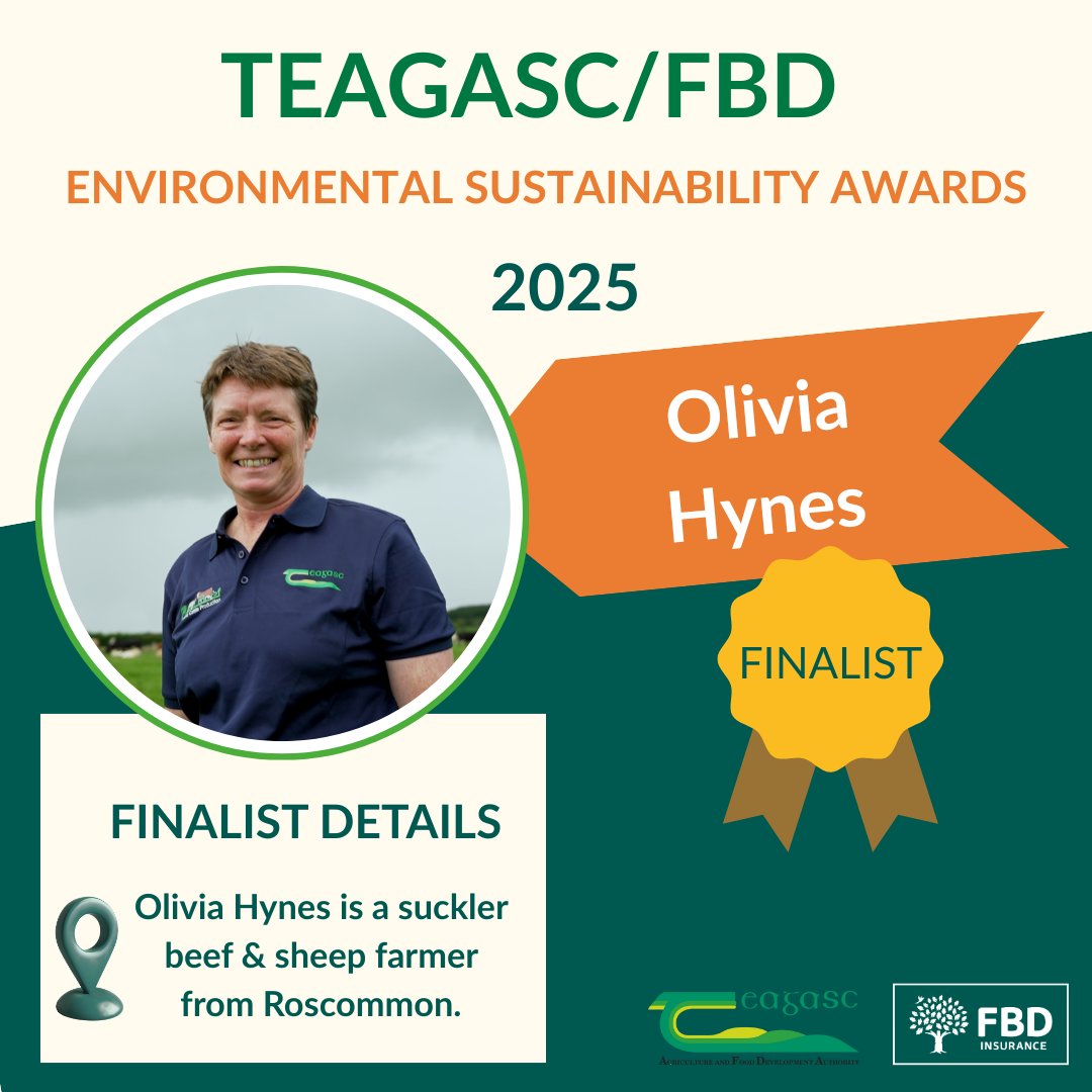 teagasc's tweet photo. Introducing the second of our 13 finalists for the Teagasc/FBD Environmental Sustainability Awards 2025 – Olivia Hynes!
Best of luck to Olivia and all of this year’s finalists.
@TeagascSignpost @fbd_ie @TeagascRNLD @KepakGroup
#TeagascFBDSustainability25 #SignpostProgramme https://t.co/GQtq1UcigC