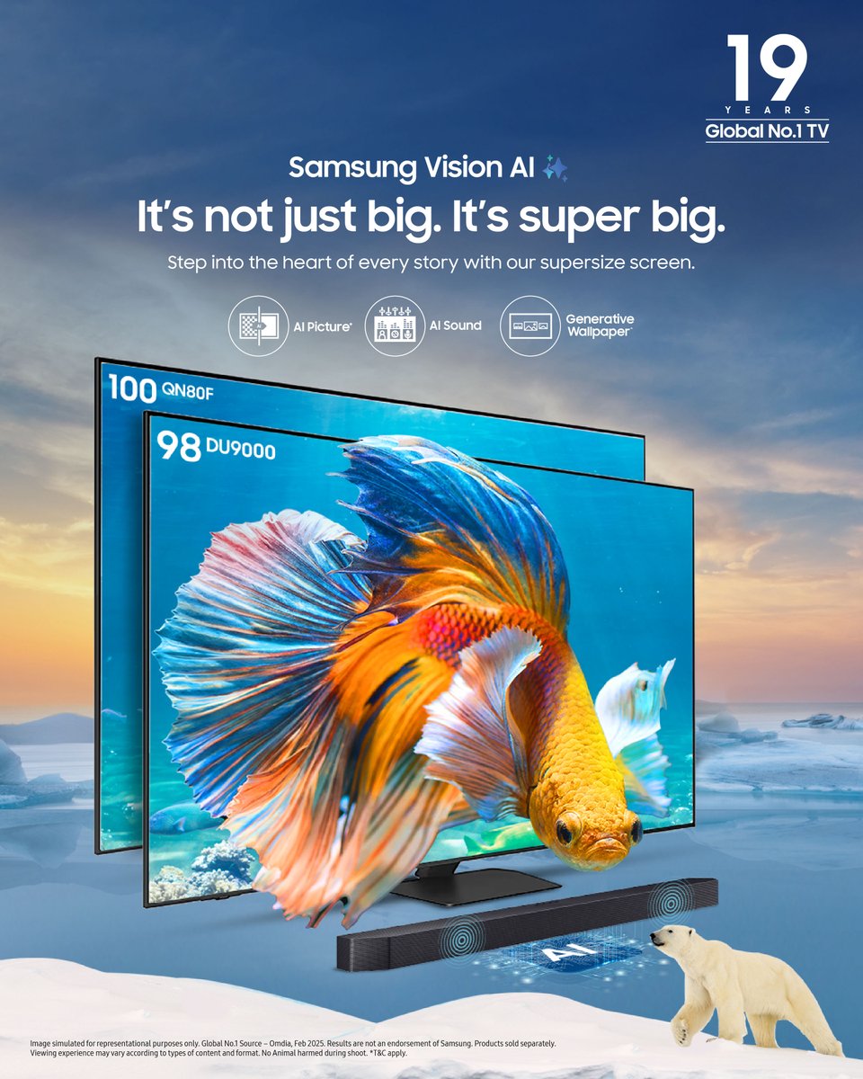 The super big SamsungVisionAI screen is here to make your TV viewing experience bigger. Bring home today, and experience teleported right in the heart of every scene level immersive viewing https t.co AEGott3SoY The super big SamsungVisionAI screen is here to make your TV viewing experience bigger