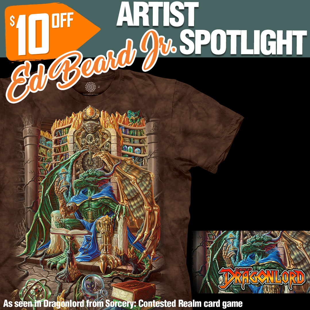 $10 OFF Artist Spotlight Ed Beard Jr. - NEW Designs as seen in Dragonlord from Sorcery: Contested Realm card game &amp; more unique fantasy art works themountain.com/ed-beard/?sort… $4 Shipping #edbeardjr #edbeard #dragonlord #tolkien #fantasy #dragons