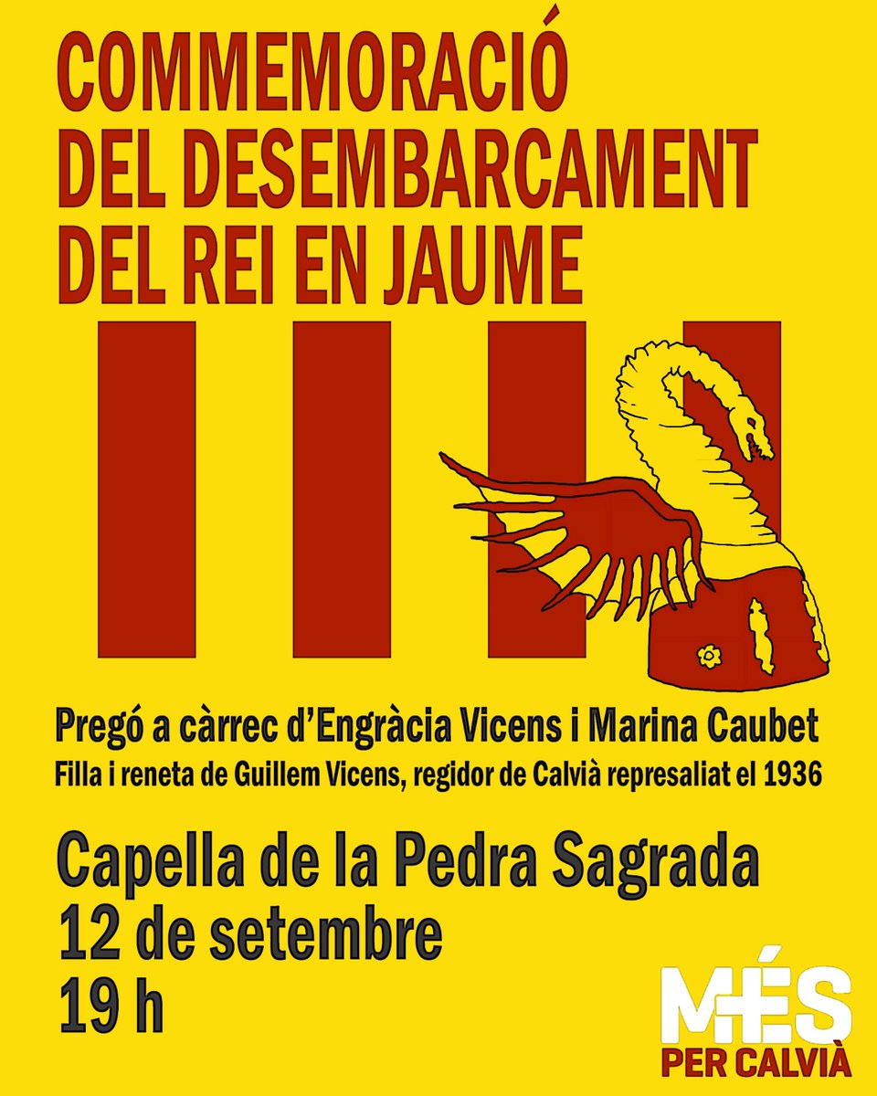 📅 Dia 12 commemoram el desembarcament de Jaume I fa 796 anys, el moment fundacional del nostre poble.

🎤 Les pregoneres seran Engràcia Vicens i Marina Caubet, descendents de Guillem Vicens.

✊ Celebram que en aquest país totes les lluites van de la mà. Perquè som un sol poble.