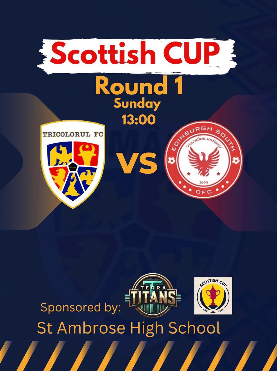Engleză

🔵🟡🔴

We are starting a new adventure in the new season of the Scottish Cup Sunday Trophy.
In our 4th participation in the first round we will host Edinburgh South.
Come on Tricolorul 🇷🇴!!

🔵🟡🔴