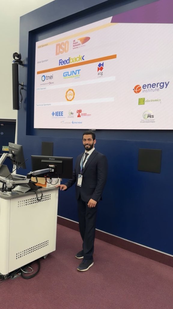 تشرفت بتمثيل وطني 🇰🇼

في المؤتمر الستون الدولي لهندسة الطاقة
(UPEC2025) في لندن 🇬🇧

قدّمت ورقة بعنوان
’نموذج ذكاء اصطناعي للتنبؤ الدقيق باستهلاك الكهرباء في الشبكات الذكية‘

تميزت ورقتي من بين مئات الأبحاث المشاركة،ونالت إشادة واسعة من الحضور، وفتحت آفاقًا للنقاش مع نخبة العلماء