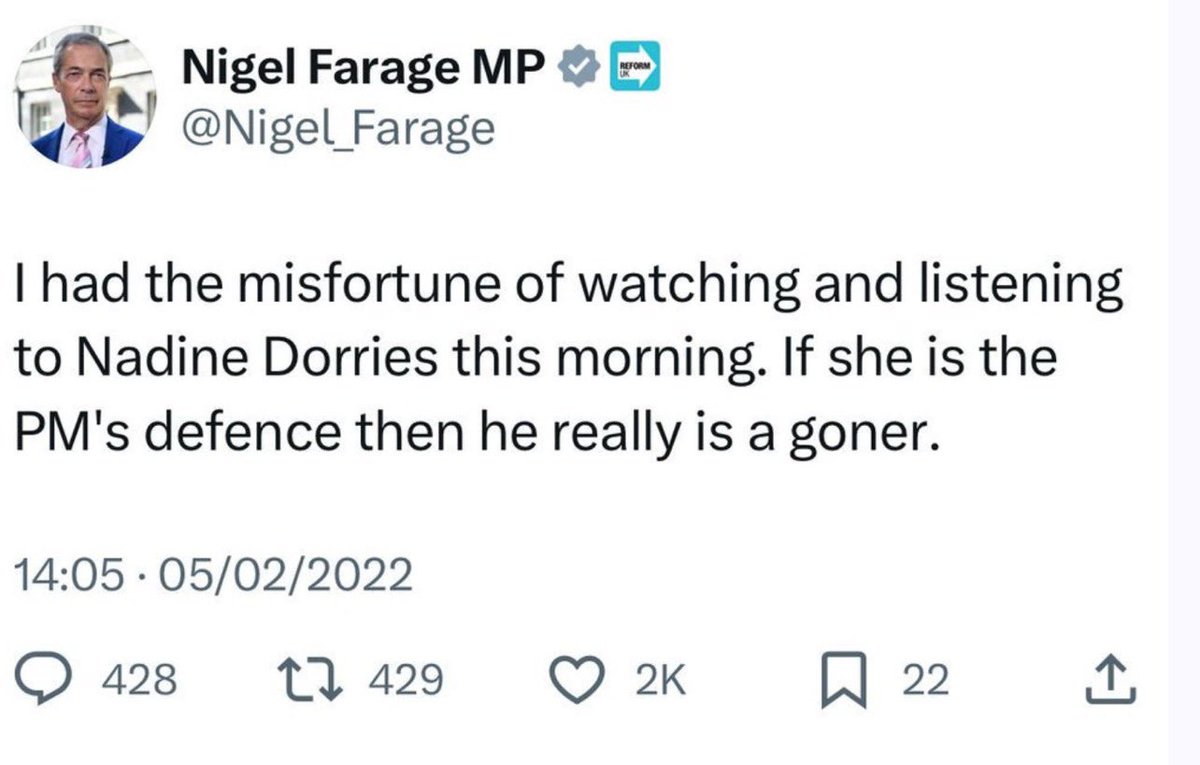 Oh dearie me, Dorries wasn’t such a big star then eh?