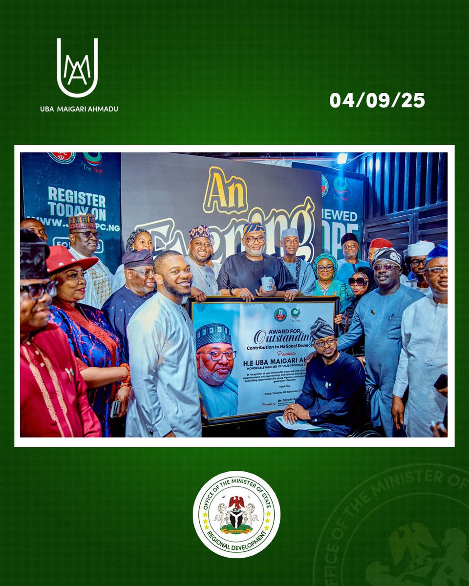 The Hon. Minister of State for Regional Development, H.E. Uba Maigari Ahmadu, joined APC youth leaders at a vibrant Meet &amp; Greet hosted by Hon. Israel Dayo at Nest Resource Center, Abuja.

#RegionalDevelopment