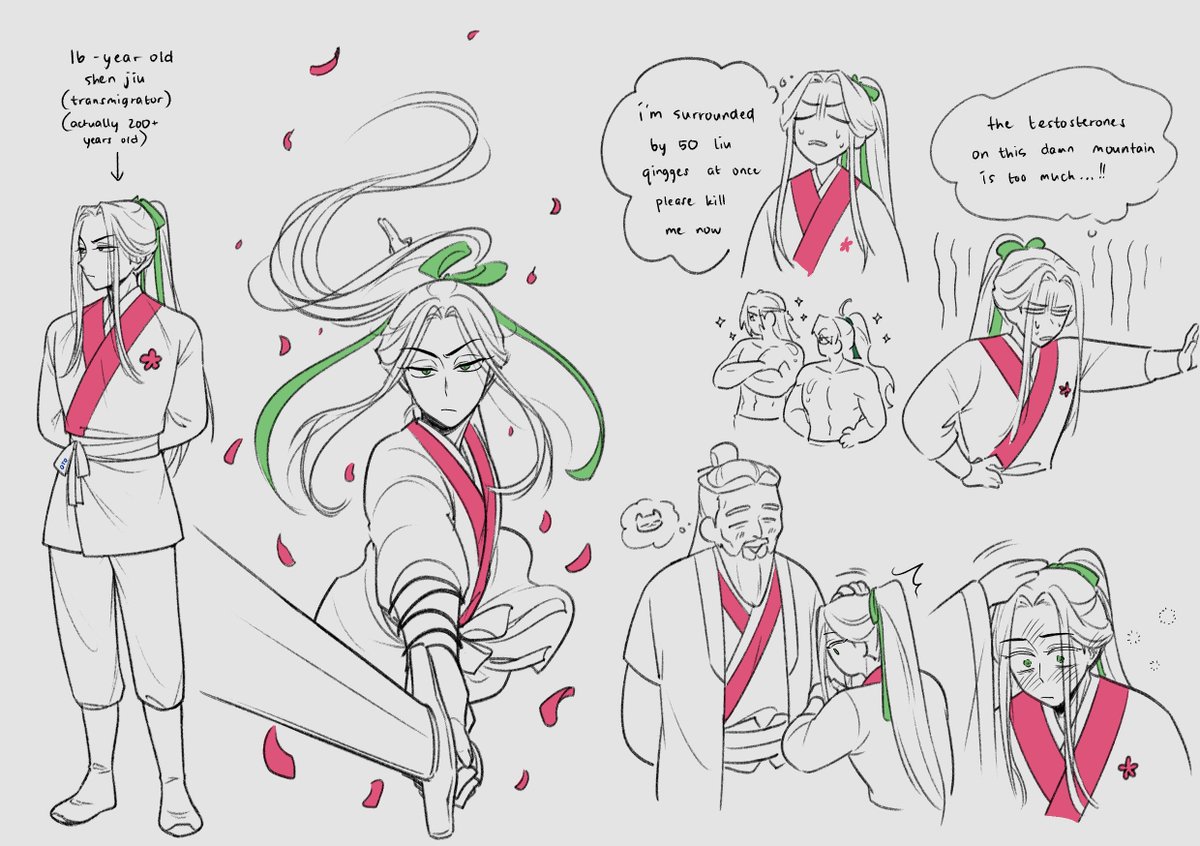 hwasan disciple shen jiu au pt2 🌸🌸
i really liked the jp novel cover design for sj so i thought it'd be cute for him to look like this as a fresh disciple 😌😌