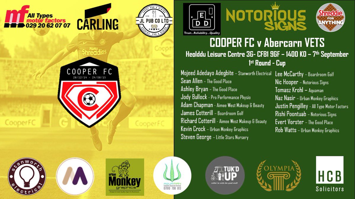 CooperFC1's tweet photo. Our first Competitive game in the @WalesVets Cup against our new friends @AbercarnOver40s, who are last seasons league winners! A tough start for us but one we are very much looking forward to https://t.co/AjYgYDAQ95