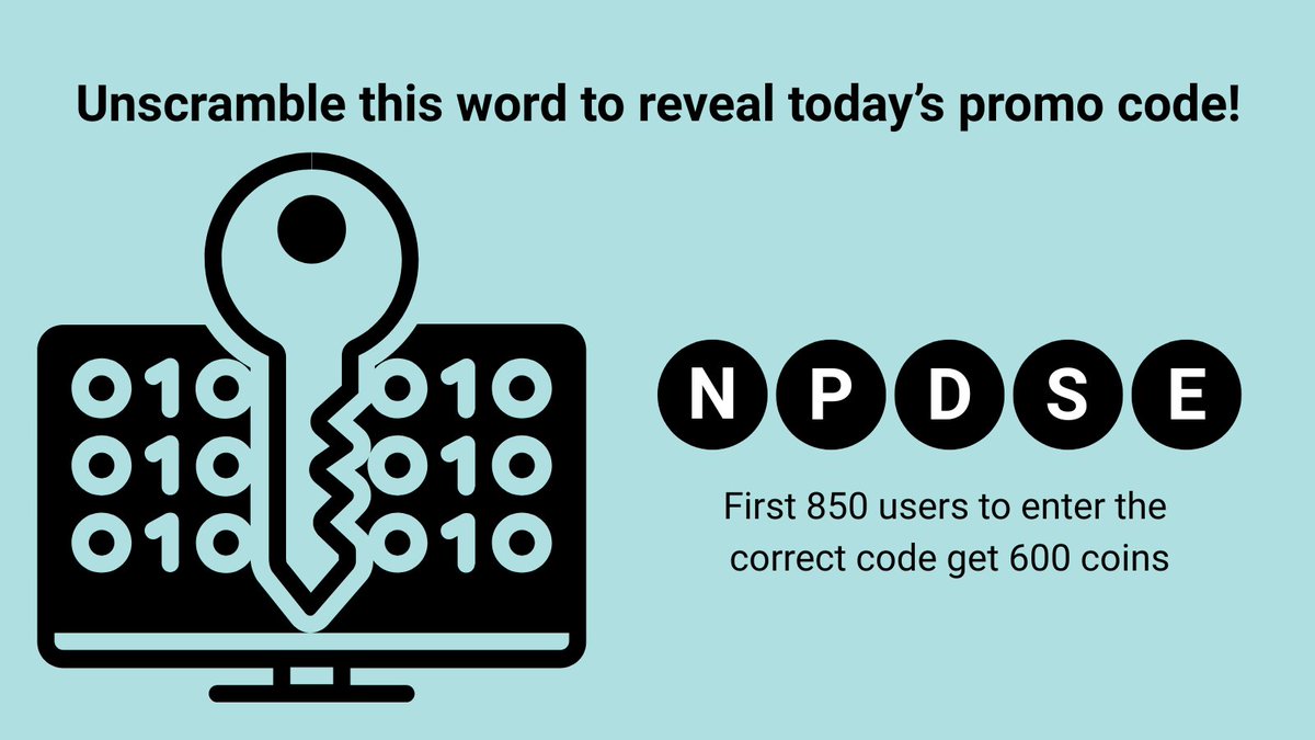 Unscramble this word to reveal today’s promo code:

N P D S E

First 850 users to enter the correct code get 600 coins 💥
#WordScramble #CointiplyBonus