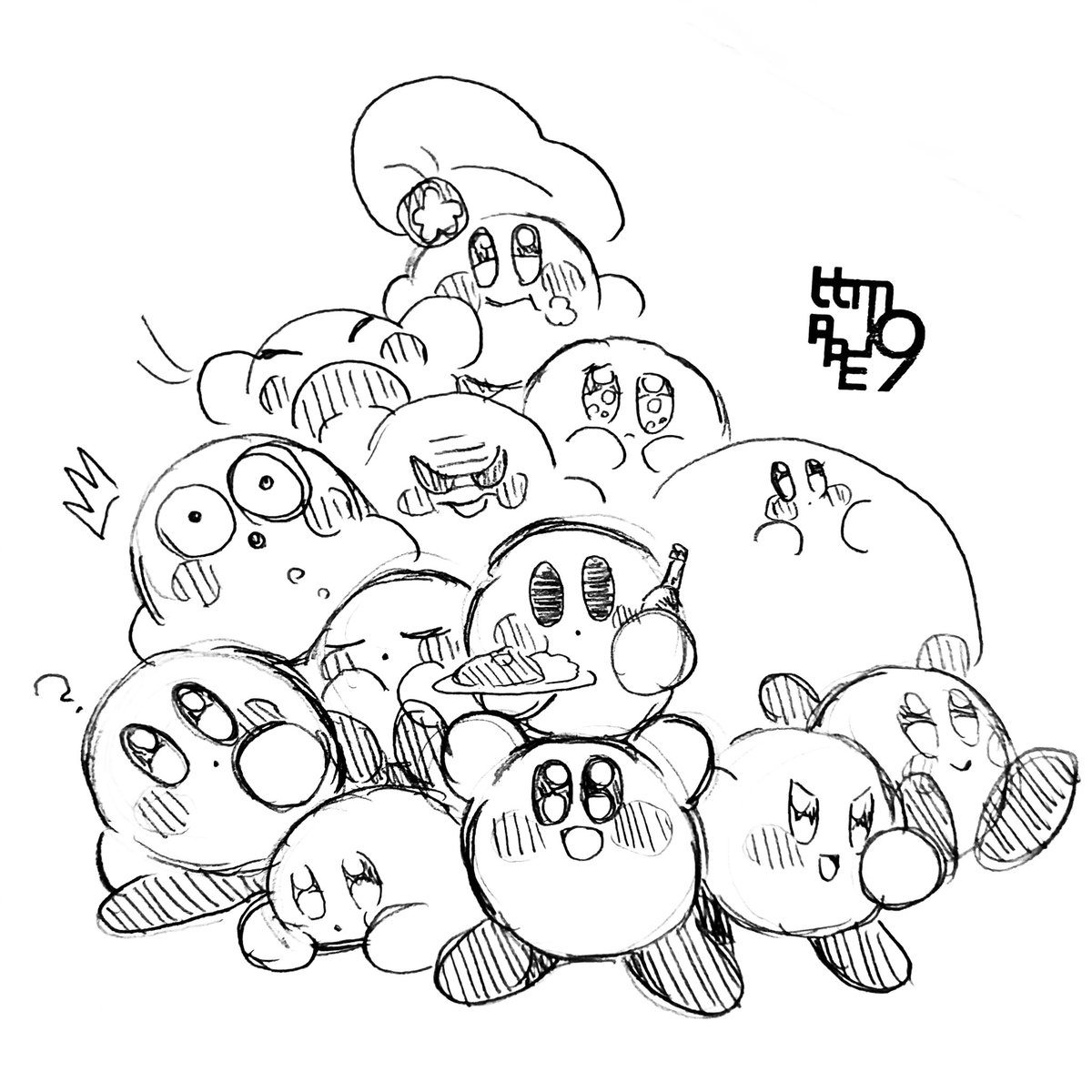 15分でカービィ何人描けるかな？
＼13人！／
#kirbyfanart #fanart