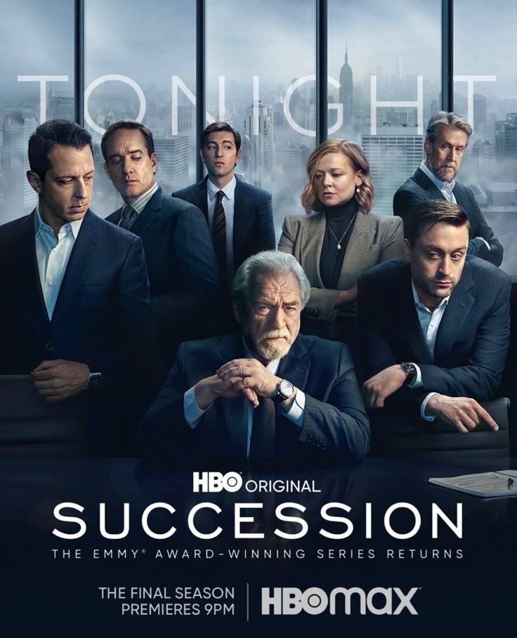 #Succession
مسلسل أمريكي درامي وكوميدي أسود يدور حول عائلة روي الغنية التي تملك إمبراطورية إعلامية. بعد تدهور صحة الأب لوغان روي، يتصارع أبناؤه الأربعة ومن حولهم للسيطرة على الشركة، ما يؤدي إلى صراعات عائلية، خيانات، وطموحات بلا حدود، مع نقد ذكي لعالم المال والإعلام.