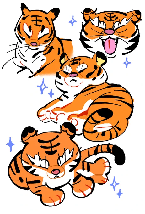 Doodle some tigers ~