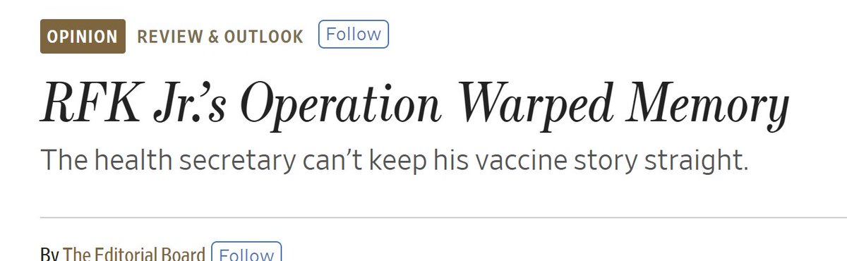 boulware_dr's tweet image. That liberal bastion of news media, the @WSJ Editorial Board calls out RFK Jr.    
Over 20 medical societies have called for his resignation.   He&apos;s a distraction to the administration marching to his own warped pseudo-science concepts.   
wsj.com/opinion/rfk-jr…