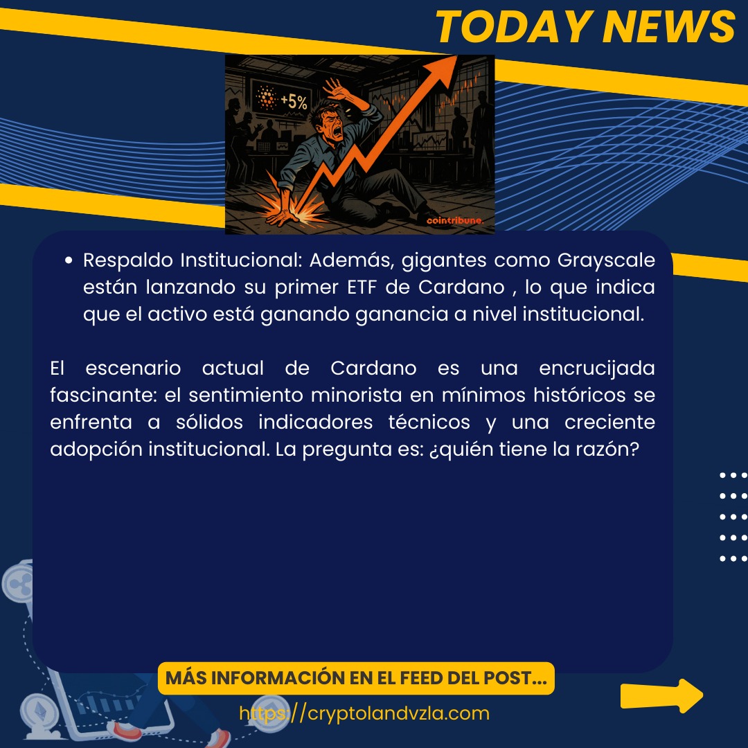 ¡Gran Noticia! 🚨 ¿El Pesimismo de la Comunidad de Cardano (ADA) es una Señal para Comprar? 🤔📈
¡Atención, #CriptoComunidad! 📢 A pesar de que la comunidad de Cardano (ADA) está más pesimista que nunca (el sentimiento más bajo en 5 meses), el precio del token ha rebotado. Esto