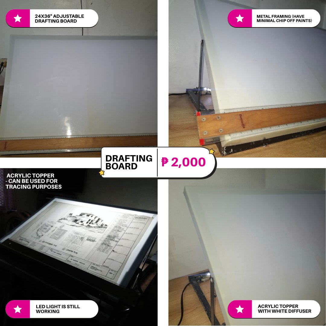 R0CKSTARIKI's tweet photo. ♡ ! wts lfb ph architecture drafting board

🔖 check photos for condition and infos
— ₱ 2,000 all in ( original price is 4k+ )

#. decluttering arki table draft archi for sale enhypen svt bts stray kids blackpink katseye zb1 nct itzy txt commissioner lf wtt lft https://t.co/vfMvZwxlUG