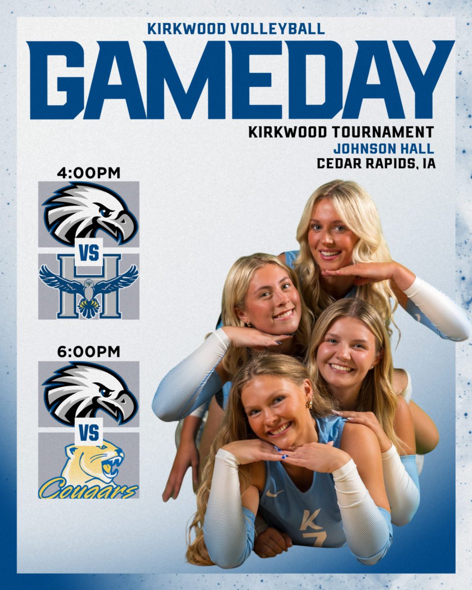 Kirkwood Eagles (@kirkwoodeagles) on Twitter photo VOLLEYBALL
🆚 #6 Heartland Community College
🕚 4:00PM
🆚 #10 Illinois Central Community College
🕚 6:00PM
📍 Johnson Hall | Cedar Rapids, IA
🔗kirkwoodeagles.com/live
#GoEagles🦅🏐 |
<a href="/KCC_VB/">Kirkwood Volleyball</a> VOLLEYBALL
🆚 #6 Heartland Community College
🕚 4:00PM
🆚 #10 Illinois Central Community College
🕚 6:00PM
📍 Johnson Hall | Cedar Rapids, IA
🔗kirkwoodeagles.com/live
#GoEagles🦅🏐 |
<a href="/KCC_VB/">Kirkwood Volleyball</a>