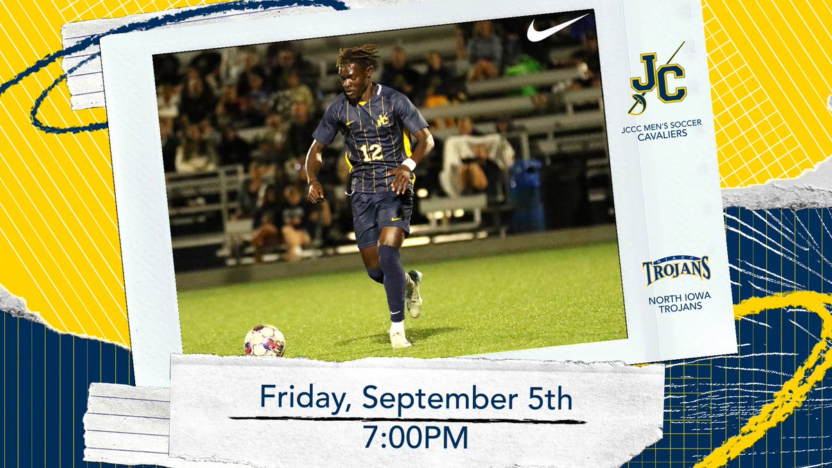 Friday Night Lights! Our Johnson County CC Cavaliers face off against the North Iowa Area CC Trojans at 7:00 PM tonight. Let's bring the energy and secure the win! #GoCavs #JcccMsoc #LocalTalent #PathwayToTheNextLevel