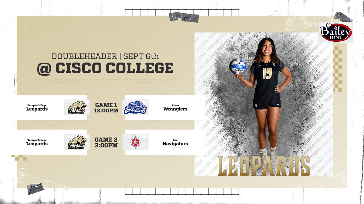 TempleC_VB's tweet photo. Temple College Volleyball takes on the Cisco Wranglers at 12:00 PM and then battle the Lee Navigators at 3:00 PM tomorrow afternoon! #TCVB #LetsGoLeps https://t.co/tki85c8OEl