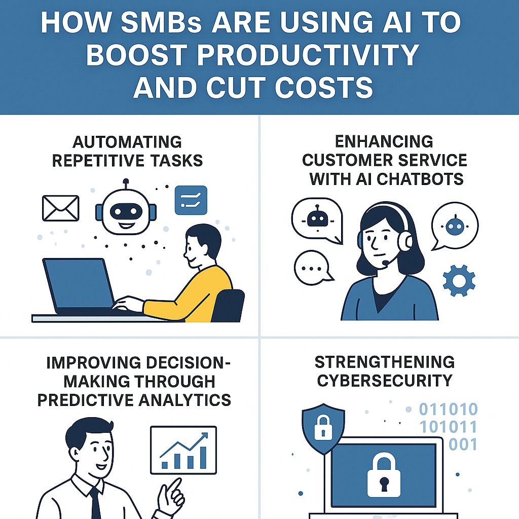 CoulsonTech's tweet photo. Small businesses are using AI to:
 ⚡ Boost productivity
 💰 Cut costs
 🤖 Automate the boring stuff

Find out how: 

https://t.co/m1t6DWblJu

 #AIforSMBs #SmallBusiness #Productivity #AutomationTools #FutureOfWork #TechTips https://t.co/MhDtpX9Jek