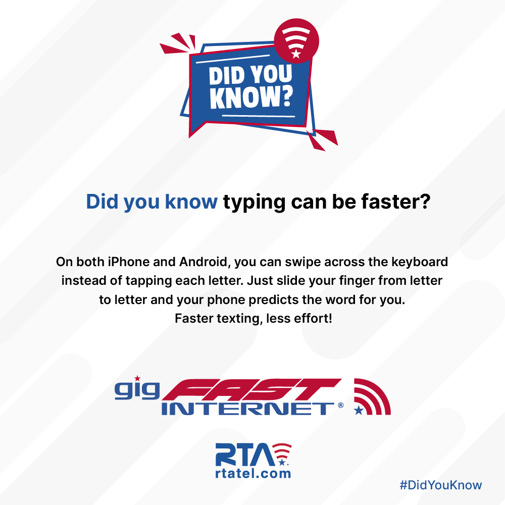 rta4usa's tweet photo. Now you know how to type faster and easier! โ
๐ See more on https://t.co/e7Lc16rrjU
#TechTip #CyberSecurity #StayConnected #gigFASTINTERNET #RTA https://t.co/Jn4499CAzn