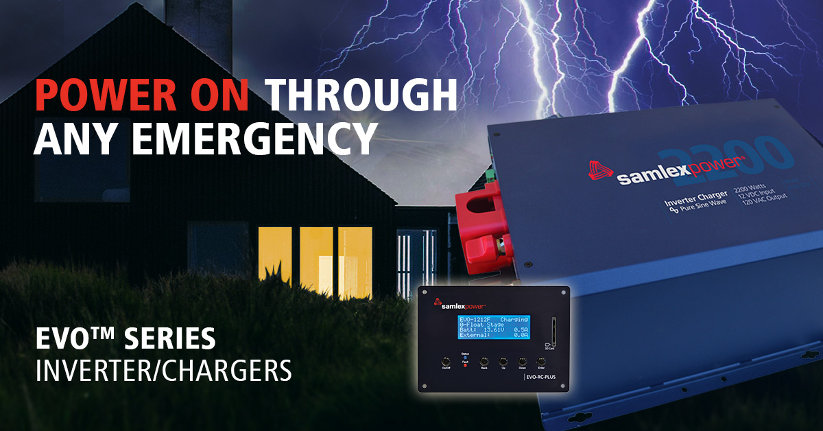 ⚡ Power on through any emergency with confidence.
The EVO™ Inverter/Charger = backup power, off-grid living &amp; hybrid systems in one package.

Peace of mind, powered.
➡️ samlexamerica.com/evo

#SamlexAmerica #BackupPower #InverterCharger #EVO #Preparedness #OffGrid