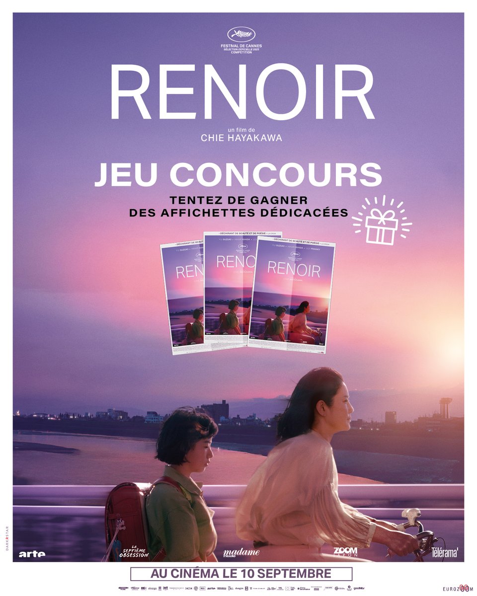 🎉 CONCOURS 🎉


À l’occasion de la sortie de RENOIR le 10 septembre au cinéma, tentez de gagner 1 affichette dédicacée par la réalisatrice Chie Hayakawa ✨

👉 Pour participer :
Commentez ce post 💬
Abonnez-vous à @eurozoomcinema

📅 Tirage au sort le 10/09

Bonne chance à