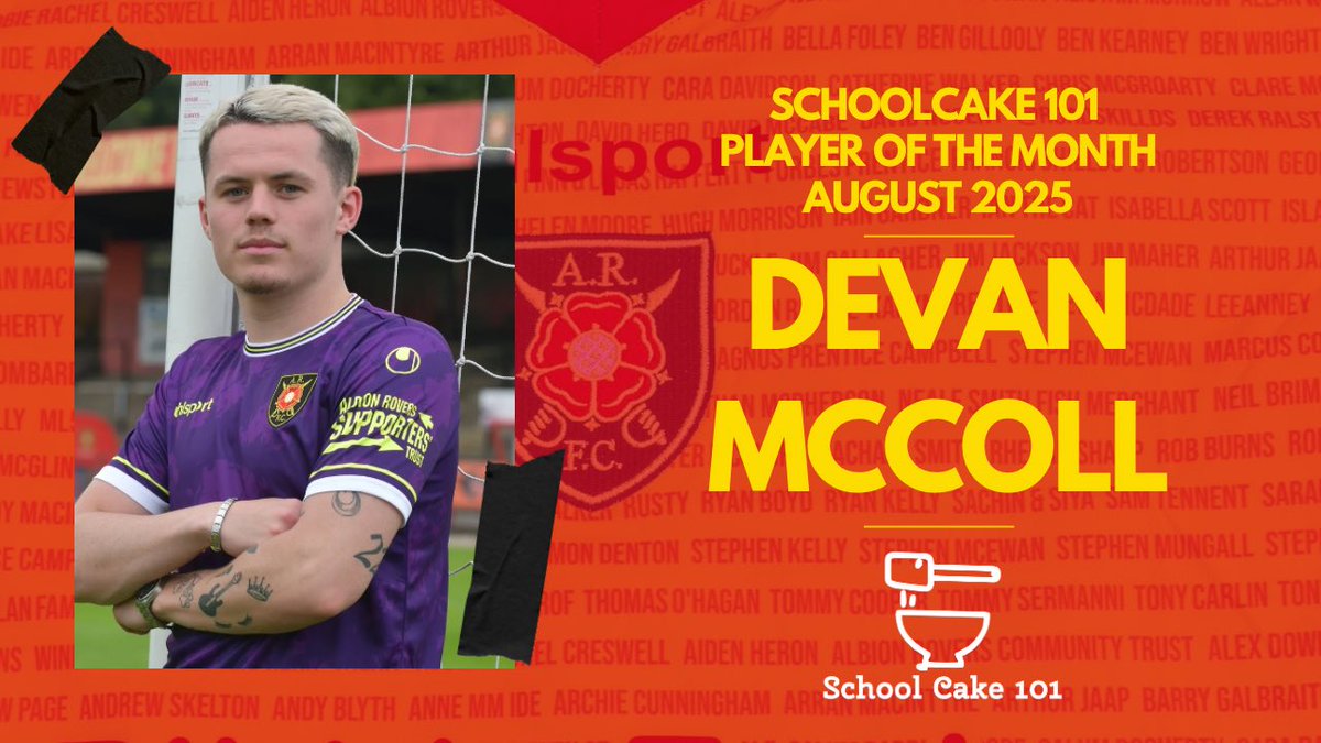 albionrovers's tweet photo. Introducing your SchoolCake101 Player of the Month for August 2025….

Devan McColl (@DevanMccoll) 

Devan marked his return to the club with a fantastic strike in our recent victory against Gala Fairydean Rovers and has now won the Player of the Month award for the first time!

All that’s left to be said is congratulations again, Devan, from everyone at the club!

#ARFCOKAY🇲🇰