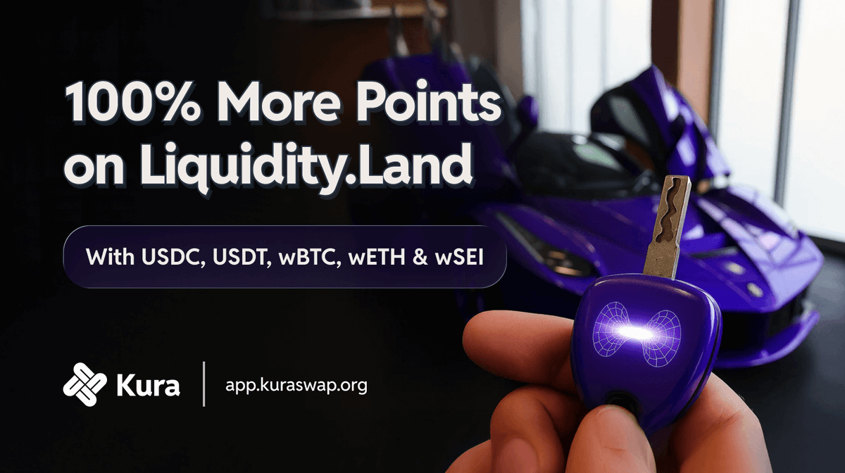 100% Kura point boost
For $USDC, $USDT, $wBTC, $wETH, and $SEI based LPs

Exclusively on @liquidity_land and the 1st on <a href="/SeiNetwork/">Sei</a> 

Double your xKURA incentives for 60 days🔥 
👉app.liquidity.land/project/Kura