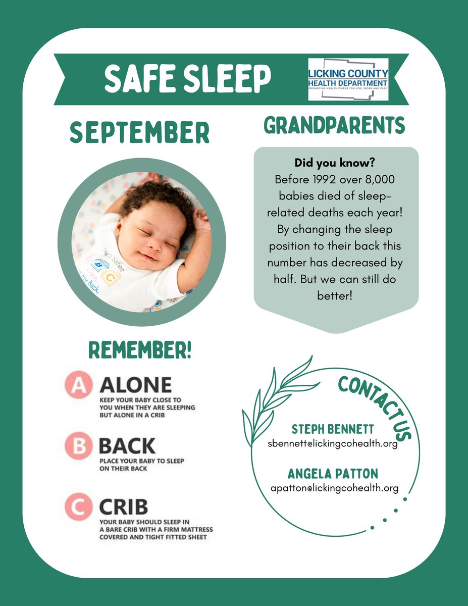 September is all about raising awareness with our grandparents in mind! Did you know? Before 1992, more than 8,000 babies died each year from sleep-related deaths. Since then, placing babies on their backs to sleep has helped cut that number in half — but together, we can do even