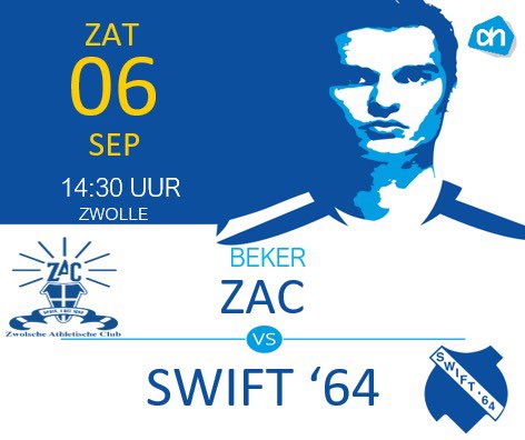 ⚪️⚪️MATCHDAY⚪️⚪️

BEKERWEDSTRIJD:

⚽️ <a href="/ZAC1_zwolle/">ZAC 1</a> - <a href="/Swift64voetbal/">Swift '64 ⚽️</a>
📆 06-09-2025
🕝 14:30
🏟 Jo van Marle Sportpark
📍 Zwolle