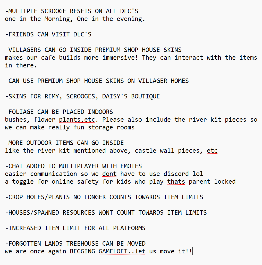 Some ideas I hope DDV will consider:
(a lot of these come from my stream chat)
#DisneyDreamlightValley <a href="/DisneyDLV/">Disney Dreamlight Valley</a>