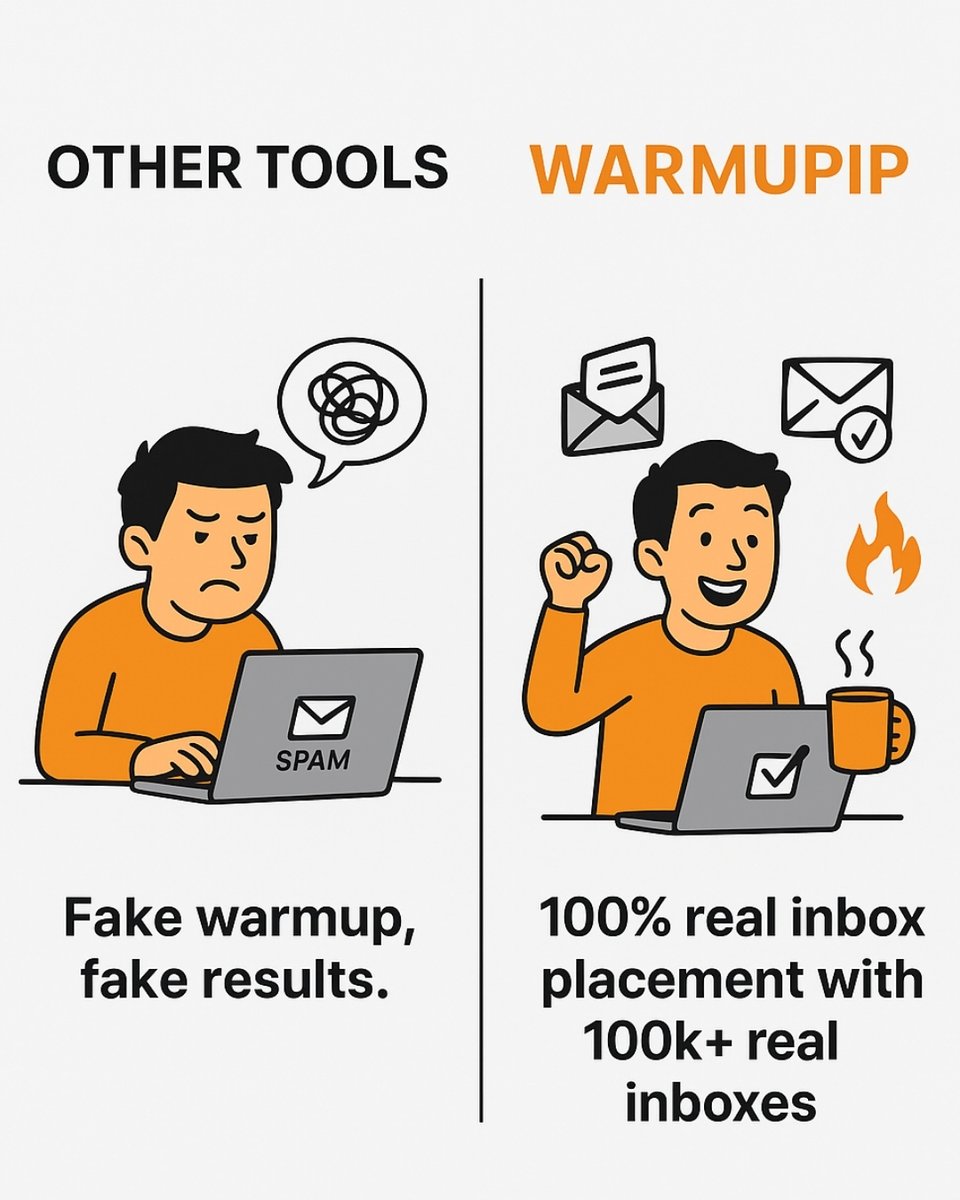 WarmupIP's tweet photo. Other tools fake it. We don’t.
Brands, SaaS companies, and affiliates trust WarmupIP because it uses 100k+ real inboxes no seed accounts, no shortcuts.
When inbox placement = revenue, can you afford to gamble? 😉
#emailmarketing #deliverability #saas #affiliatemarketing #brands https://t.co/byEnhKt0E3