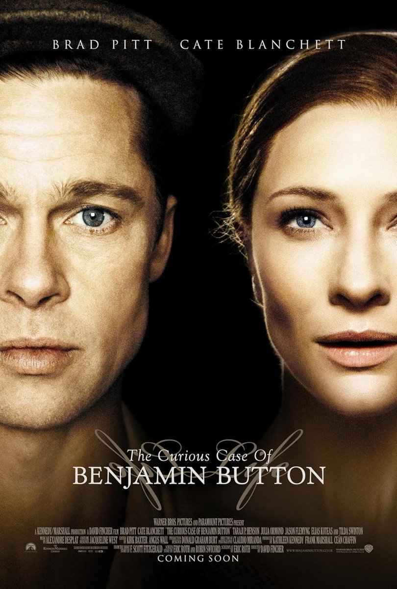 Kadal_exe's tweet image. ~The Curious Case of Benjamin Button (2008) is a visually stunning, emotionally profound tale of life and love, anchored by Brad Pitt’s exceptional performance and David Fincher’s masterful direction.
#BenjaminButton #BradPitt #CateBlanchett #DavidFincher