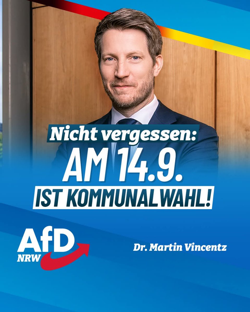 AfD NRW (@alternativenrw) on Twitter photo ++ Jetzt kommt es ganz auf SIE an! ++
„Der Wahlsonntag am 14. September wird ganz Deutschland zeigen, wie groß der Gegenwind gegen die immer gleiche Politik der etablierten Parteien geworden ist“, freut sich Dr. Martin <a href="/Vincentz_AfD/">Dr. Martin Vincentz</a>, Landessprecher der #AfD #NRW. Er glaubt: „Die ++ Jetzt kommt es ganz auf SIE an! ++
„Der Wahlsonntag am 14. September wird ganz Deutschland zeigen, wie groß der Gegenwind gegen die immer gleiche Politik der etablierten Parteien geworden ist“, freut sich Dr. Martin <a href="/Vincentz_AfD/">Dr. Martin Vincentz</a>, Landessprecher der #AfD #NRW. Er glaubt: „Die