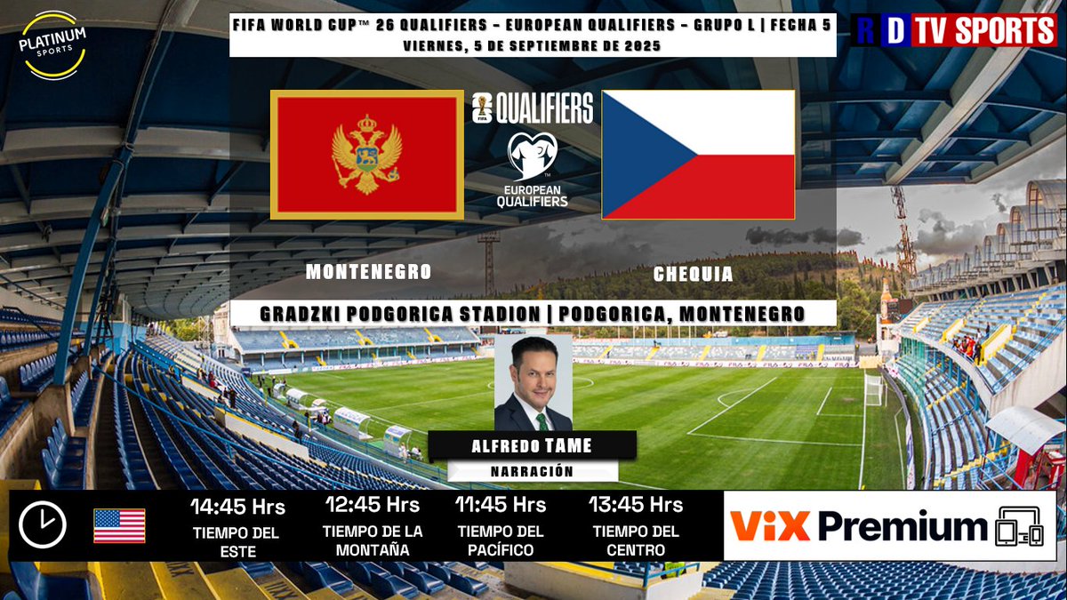 ramonovic09's tweet photo. #FIFAWorldCup #Somos26 #EuropeanQualifiers #Fecha5 | 🇲🇪 #Montenegro 🆚 #Chequia 🇨🇿
🗓️ Hoy
🇺🇸 ⏰ 14:45 Hrs ET, 11:45 Hrs PT
📱💻 @VIX Premium
🎤 @Tamedamus
🤳🏼 #FutbolEnViX Road To #FIFAWorldCup #WeAre26 #MNECZE https://t.co/hmHbmIsbAF