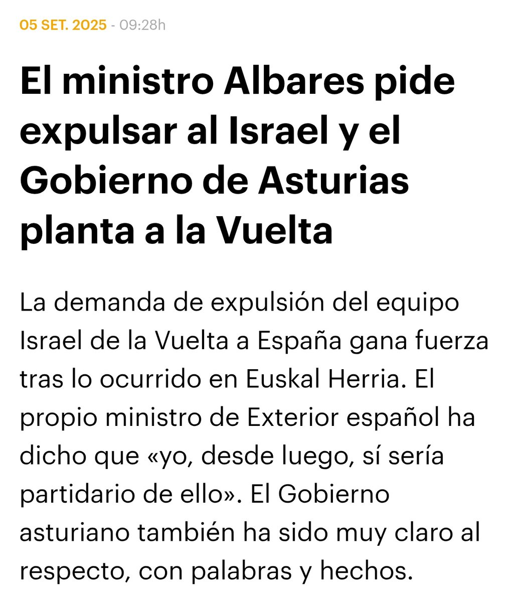 🇵🇸| Hau guztia Bilboko protestari esker lortu da. 

Herritarren elkartasun olatua kriminalizatzen ari zareten politikari bihotzgabeok, ez duzue inoiz ulertuko. 

Historian horrela eskuratu dira giza eskubide guztiak!

#LaVuelta25
#StopGazaGenocide‌NOW 👇🏼