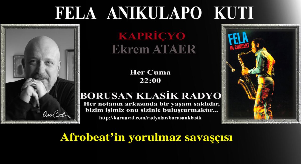 Bu akşam Borusan Klasik Radyo'da halkının gerçek sesi olan bir müzisyenin dünyasına konuk olacağız.
karnaval.com/radyolar/borus…